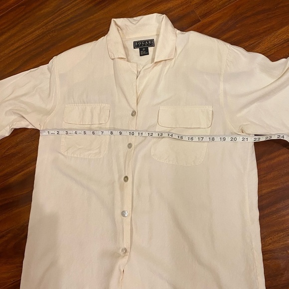 Vintage Bogari Studio Woman’s 100% Silk Cream Button-Up Formal Shirt .Medium - Picture 8 of 12
